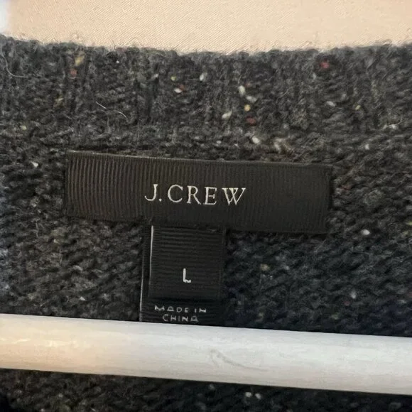 J Crew Women’s Lambswool Large Sweater Jeweled Donegal Pullover Gray Embellished - Picture 4 of 10